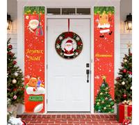 Seutgjie Joyeux Noël Bannière Ensemble de Porte de Noël 180 * 30cm(paire) Décoration Intérieure et Extérieure de Célébration en Français