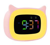 Seutgjie Réveil Enfant Lumineux pour Adolescent/Fille/Garçon, Réveil Veilleuse Enfant à RGB 8 Couleurs & 18 Sonneries & 2 Alarmes, Réveil Enfant Éducatif 12/24 Heures avec Mode de Répétition (Rose)