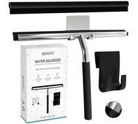 SEVANTE Raclette de douche 25,5 cm - Raclette de fenêtre en métal - Accessoires de salle de bain - Raclette de douche avec support - Flitte pour douche, verre et miroir - Raclette de cabine de douche