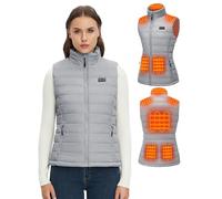 Sevdiea Gilet Chauffant Femme avec Batterie Incluse de 16000mAh 7.4V, Gilet Chauffant Electrique, Gilet sans Manche Chauffante, pour les Sports de Plein Air (Gris, S)