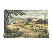 Sevdomey A Farm with Cows - Coussin pour Animal Domestique - Lit pour Chien et Chat - Lavable - Doux et Confortable - avec Fond antidérapant - pour Chiens et Chats de Petite, Moyenne et Grande Taille