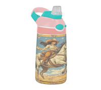 Sevdomey Belle bouteille d'eau cowgirl pour enfants avec paille pour filles et garçons, isolation en acier inoxydable étanche 480 ml pour école, crèche, voyage, sport