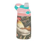 Sevdomey Belle bouteille d'eau en forme de coq avec paille pour filles et garçons, en acier inoxydable isolée et étanche 480 ml pour l'école, la crèche, les voyages, le sport