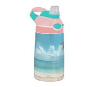 Sevdomey Belle bouteille d'eau en forme de palmier avec paille pour filles et garçons, en acier inoxydable isolée et étanche de 480 ml pour l'école, la crèche, les voyages, le sport