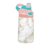Sevdomey Belle bouteille d'eau en marbre avec paille pour filles et garçons, en acier inoxydable isolée et étanche 480 ml pour l'école, la crèche, les voyages, le sport
