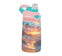 Sevdomey Belle bouteille d'eau pour enfants avec paille pour filles et garçons, isolation en acier inoxydable étanche 480 ml pour école, crèche, voyage, sport