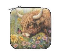 Sevdomey Boîte à bijoux aquarelle en cuir synthétique pour femmes et filles, doublure en velours, étui de rangement portable pour bagues, boucles d'oreilles, colliers, bracelets