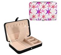 Sevdomey Boîte à bijoux aquarelle en cuir synthétique pour femmes et filles, doublure en velours, étui de rangement portable pour bagues, boucles d'oreilles, colliers, bracelets
