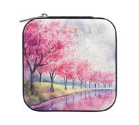 Sevdomey Boîte à bijoux aquarelle en cuir synthétique pour femmes et filles, doublure en velours, étui de rangement portable pour bagues, boucles d'oreilles, colliers, bracelets