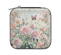 Sevdomey Boîte à bijoux aquarelle en cuir synthétique pour femmes et filles, doublure en velours, étui de rangement portable pour bagues, boucles d'oreilles, colliers, bracelets