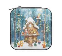 Sevdomey Boîte à bijoux aquarelle en cuir synthétique pour femmes et filles, doublure en velours, étui de rangement portable pour bagues, boucles d'oreilles, colliers, bracelets