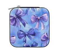 Sevdomey Boîte à bijoux en cuir synthétique avec nœuds aquarelle pour femmes et filles, étui de rangement portable pour bagues, boucles d'oreilles, colliers, bracelets