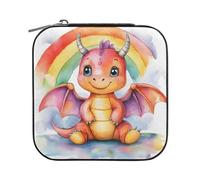 Sevdomey Boîte à bijoux en cuir synthétique motif dragon aquarelle pour femmes et filles, étui de rangement portable pour bagues, boucles d'oreilles, colliers, bracelets