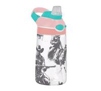 Sevdomey Bouteille d'eau à motif de cowboy occidental pour enfants avec paille pour filles et garçons, isolation en acier inoxydable étanche 480 ml pour école, crèche, voyage, sport