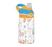 Sevdomey Bouteille d'eau aquarelle avec paille pour filles et garçons, isolation en acier inoxydable étanche 480 ml pour école, crèche, voyage, sport