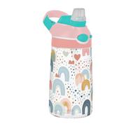 Sevdomey Bouteille d'eau avec paille pour filles et garçons, en acier inoxydable, isolée et étanche, 480 ml, pour l'école, la crèche, les voyages, le sport