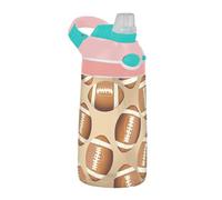 Sevdomey Bouteille d'eau de football pour enfants avec paille pour filles et garçons, en acier inoxydable isotherme et étanche 480 ml pour école, crèche, voyage, sport