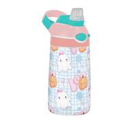 Sevdomey Bouteille d'eau d'Halloween fantômes pour enfants avec paille pour filles et garçons, isolation en acier inoxydable étanche 480 ml pour école, crèche, voyage, sport