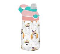Sevdomey Bouteille d'eau d'Halloween fantômes pour enfants avec paille pour filles et garçons, isolation en acier inoxydable étanche 480 ml pour école, crèche, voyage, sport