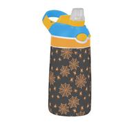 Sevdomey Bouteille d'eau d'Halloween pour enfants avec paille pour filles et garçons, en acier inoxydable isolée et étanche 480 ml pour l'école, la crèche, les voyages, le sport