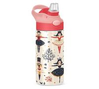 Sevdomey Bouteille d'eau en forme de ballerine pour enfants filles et garçons, en acier inoxydable, isotherme, étanche, 350 ml avec paille pour école, crèche, voyage, sport