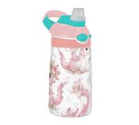 Sevdomey Bouteille d'eau en forme de dragon mignon pour enfants avec paille pour filles et garçons, en acier inoxydable, isolée et étanche, 480 ml pour l'école, la crèche, les voyages, le sport