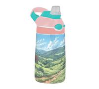 Sevdomey Bouteille d'eau en forme de paysage d'Europe de l'Est pour enfants avec paille pour filles et garçons, en acier inoxydable, isolée et étanche, 480 ml pour l'école, la crèche, les voyages, le
