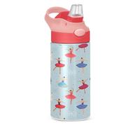 Sevdomey Bouteille d'eau pour enfants avec danseuses de ballet pour filles et garçons, bouteille d'eau isotherme anti-fuite en acier inoxydable de 350 ml avec paille pour l'école, la crèche, les