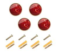 Sevdomey Boutons de placard décoratifs ronds en zinc massif avec cœurs et ballons rouges pour salle de bain, commode, armoire et armoire, 3,8 cm
