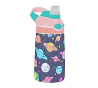 Sevdomey Colorful Planets Bouteille d'eau pour enfants avec paille pour filles et garçons, isolation en acier inoxydable étanche 480 ml pour école, crèche, voyage, sport