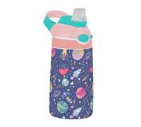 Sevdomey Colorful Rockets Bouteille d'eau pour enfants avec paille pour filles et garçons, isolation en acier inoxydable étanche 480 ml pour école, crèche, voyage, sport