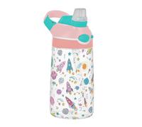 Sevdomey Colorful Rockets Bouteille d'eau pour enfants avec paille pour filles et garçons, isolation en acier inoxydable étanche 480 ml pour école, crèche, voyage, sport