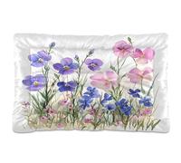 Sevdomey Coussin Aquarelle à Fleurs Sauvages pour Chien et Chat - Lavable - Doux et Confortable - avec Fond antidérapant - pour Chiens et Chats de Petite, Moyenne et Grande Taille - 45 x 60 cm