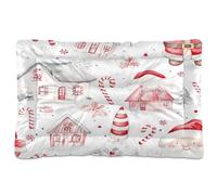 Sevdomey Coussin aquarelle mignon Père Noël pour animal domestique lit pour chien chat lit niche lit cage matelas lavable doux confortable avec fond antidérapant pour chiens et chats de petite,