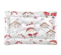Sevdomey Coussin aquarelle mignon Père Noël pour animal domestique lit pour chien chat lit niche lit cage matelas lavable doux confortable avec fond antidérapant pour chiens et chats de petite,