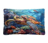 Sevdomey Coussin coloré en forme de tortue de mer pour chien et chat - Lavable - Doux et confortable - Avec fond antidérapant - Pour chiens et chats de petite, moyenne et grande taille - 45 x 60 cm