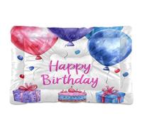 Sevdomey Coussin d'anniversaire à motif aquarelle pour animal domestique - Lit pour chien et chat - Lavable - Doux et confortable - Avec fond antidérapant - Pour chiens et chats de petite, moyenne et