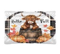 Sevdomey Coussin mignon en forme de vache des Highlands pour chien et chat - Lavable - Doux et confortable - Avec fond antidérapant - Pour chiens et chats de petite, moyenne et grande taille - 60 x 90