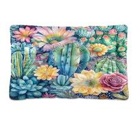 Sevdomey Coussin pour animal domestique motif cactus aquarelle pour chien, chat, lit pour niche, lit lavable, doux et confortable avec fond antidérapant pour chiens et chats de petite, moyenne et