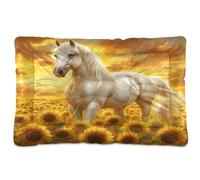 Sevdomey Coussin pour cheval dans un champ de tournesol pour animal domestique - Lit pour chien et chat - Lavable - Doux et confortable - Avec fond antidérapant - Pour chiens et chats de petite