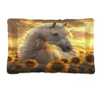 Sevdomey Coussin pour cheval dans un champ de tournesol pour animal domestique - Lit pour chien et chat - Lavable - Doux et confortable - Avec fond antidérapant - Pour chiens et chats de petite
