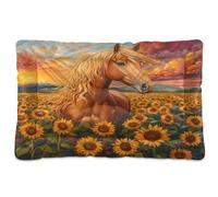 Sevdomey Coussin pour cheval dans un champ de tournesol pour animal domestique - Lit pour chien et chat - Lavable - Doux et confortable - Avec fond antidérapant - Pour chiens et chats de petite