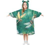 Sevdomey Couverture à capuche double couche pour enfants, garçons et filles, motif libellules aquarelle, surdimensionnée, Aquarelle Libellules, L