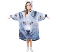 Sevdomey Couverture à capuche double couche pour enfants, garçons et filles, motif loup, loup, L