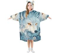 Sevdomey Couverture à capuche double couche pour enfants, garçons et filles, motif loup, loup, M