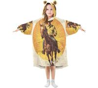 Sevdomey Couverture à capuche double couche pour enfants, garçons et filles, motif shérif sur cheval, Shérif sur cheval, L