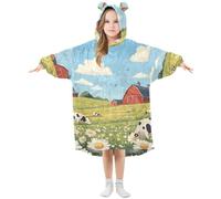 Sevdomey Couverture à capuche surdimensionnée pour enfants, garçons et filles, motif vaches de la ferme, Vaches de ferme, S