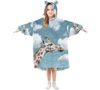 Sevdomey Couvertures à capuche surdimensionnées pour enfants, garçons et filles, motif girafe, girafe, S