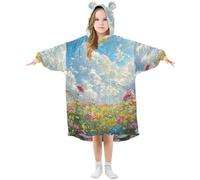 Sevdomey Couvertures à capuche surdimensionnées pour enfants, garçons et filles, motif roses fleuries, Motif boutons de roses, S