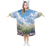 Sevdomey Couvertures à capuche surdimensionnées pour enfants, garçons et filles, motif roses fleuries, Motif boutons de roses, S